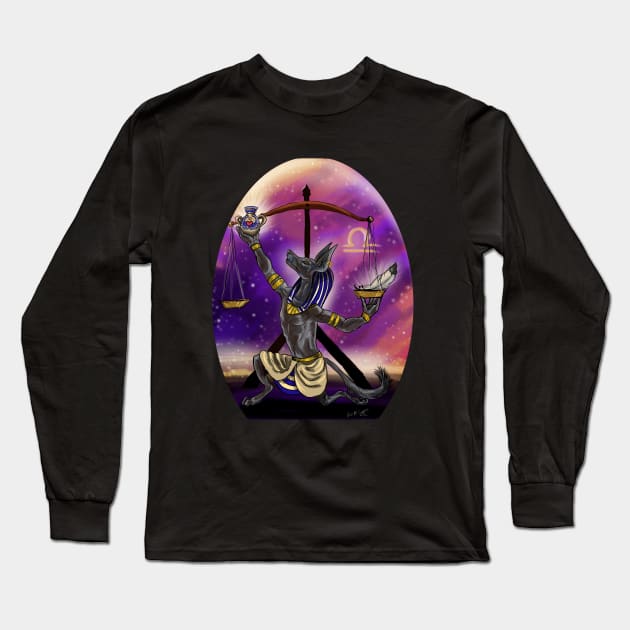 Zodiac Art Libra with Egyptian Spin Long Sleeve T-Shirt by Shadowind